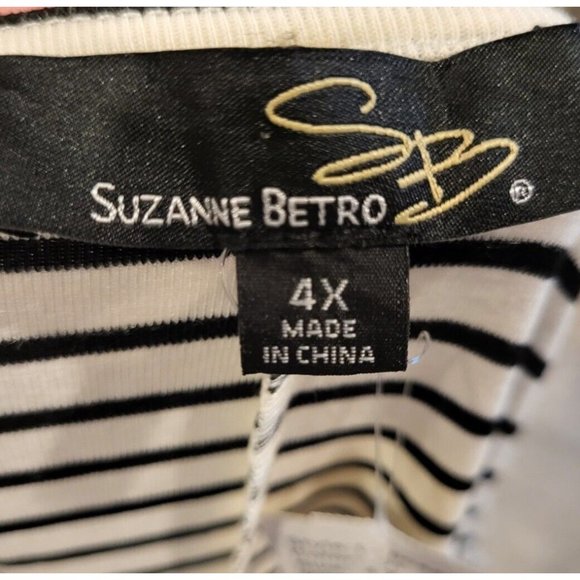 New Suzanne Betro Dolman Sleeve A Line Dress Black Ivory Stripe sz 4X - Picture 6 of 8